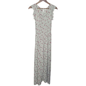 Sim & Sam Sage Green Peasant Style Maxi Dress Women Size L Farmcore Cottagecore